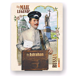 Astrakhan city Postman with bag, postcards