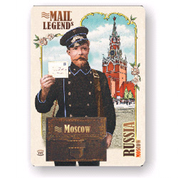 Moscow city Postman with bag, postcards